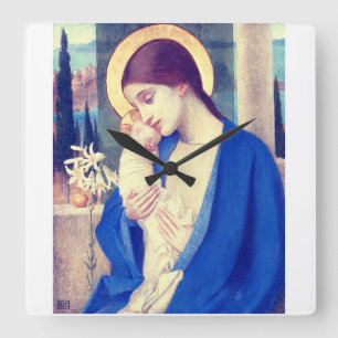 Die Jungfrau Maria und das Jesuskind Renaissance-G Quadratische Wanduhr