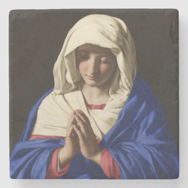Die Jungfrau Mary im Gebet Steinuntersetzer (Vorderseite)