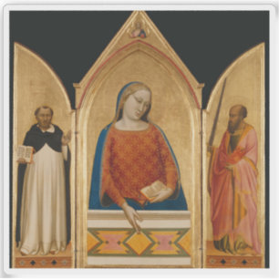 Die Jungfrau Mary mit Heiligen Thomas Aquinas & Pa Aufkleber