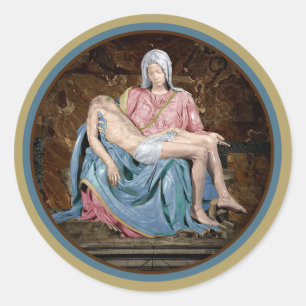 Die Jungfrau Mary und Christ Pietà von Michelangel Runder Aufkleber