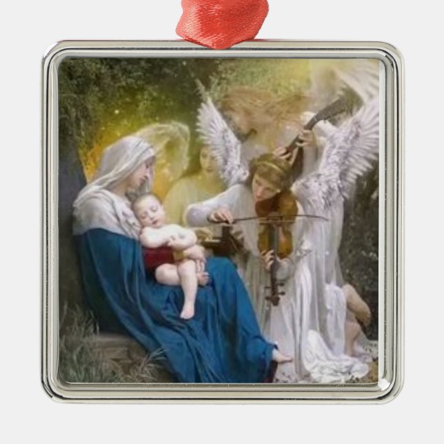 Die Jungfrau Mary und das Baby Jesus Ornament Aus Metall (Vorne)