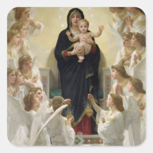Die Jungfrau mit Angels, 1900 Quadratischer Aufkleber