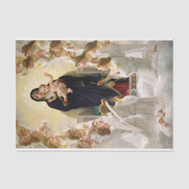 Die Jungfrau mit Angels - William-Adolphe Bouguere Seidenpapier (Vorderseite)