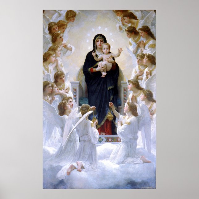 Die Jungfrau mit Engeln von William Bouguereau Poster (Vorne)
