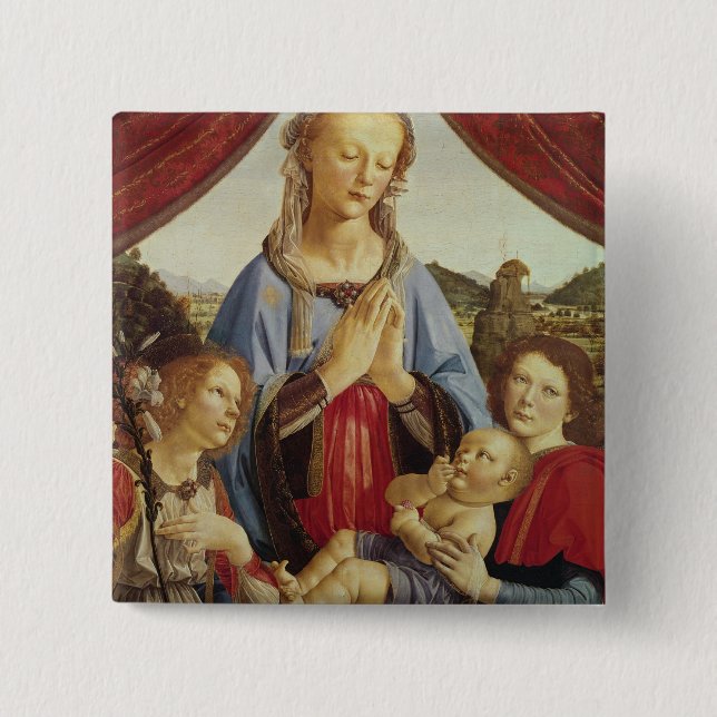 Die Jungfrau und das Kind mit zwei Engeln, c.1470 Button (Vorderseite)