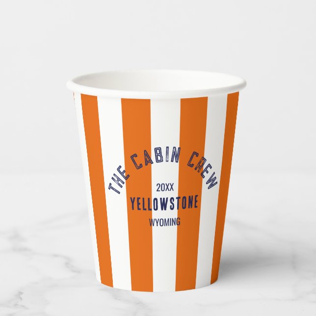 Die Kabine Crew Custom Wappen Orange Park Streifen Pappbecher (Vorderseite)