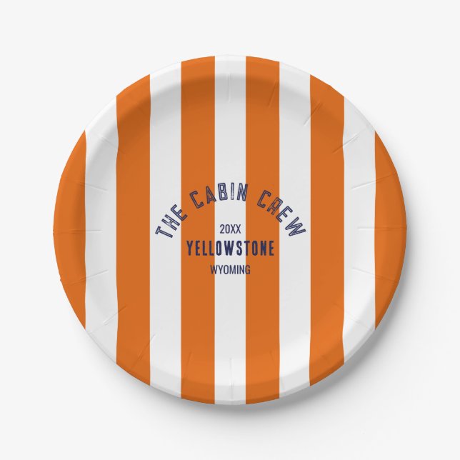 Die Kabine Crew Custom Wappen Orange Park Streifen Pappteller (Vorderseite)