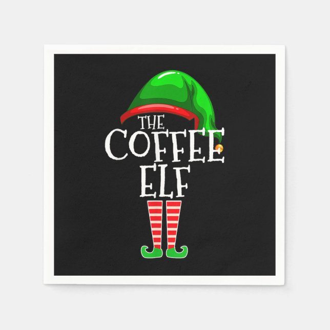 Die Kaffee-Elf-Familie Weihnachten-Merry Christma Serviette (Vorderseite)