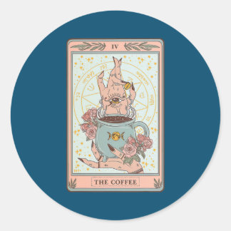 Die Kaffee-Tarot-Card Kaffee Lover koffeiniert Runder Aufkleber