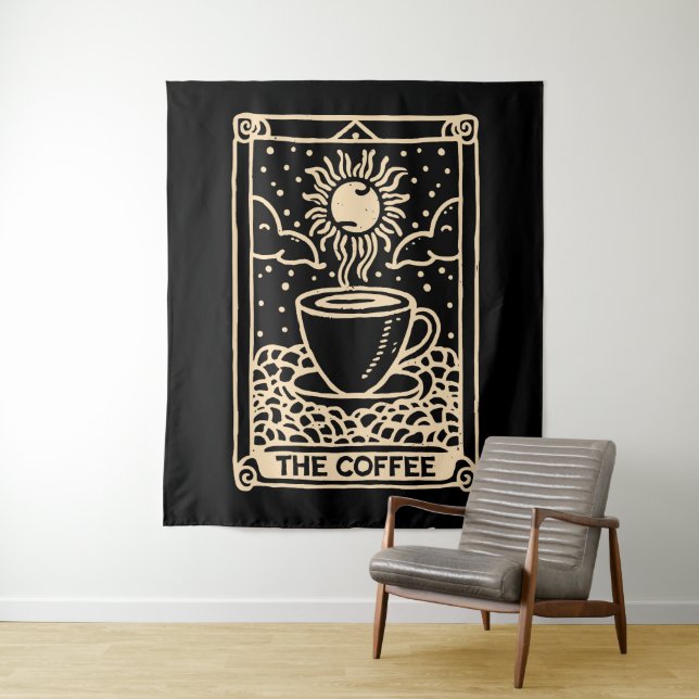 Die Kaffee-Tarot-Karte dunkle Akademie Wandteppich (Beispiel)
