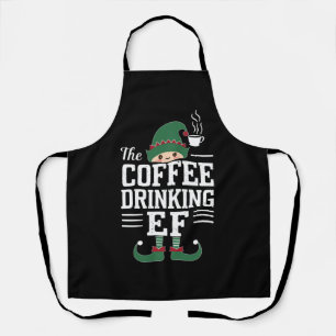 Die Kaffee trinkende Elf-Familie passend zum Weihn Schürze