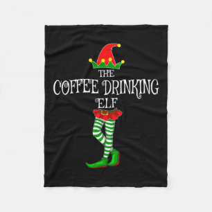 Die Kaffee trinkende Elf Familie passt zu Weihnach Fleecedecke