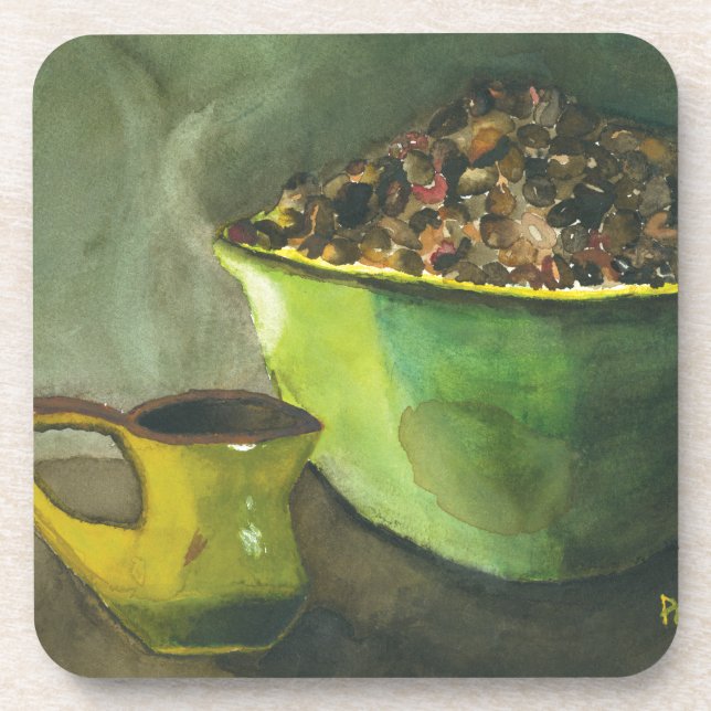 Die Kaffeebowl Kaffeebohnen aus dem Dampfbad Getränkeuntersetzer (Vorderseite)