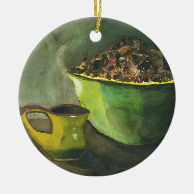 Die Kaffeebowl Kaffeebohnen aus dem Dampfbad Keramik Ornament (Vorne)