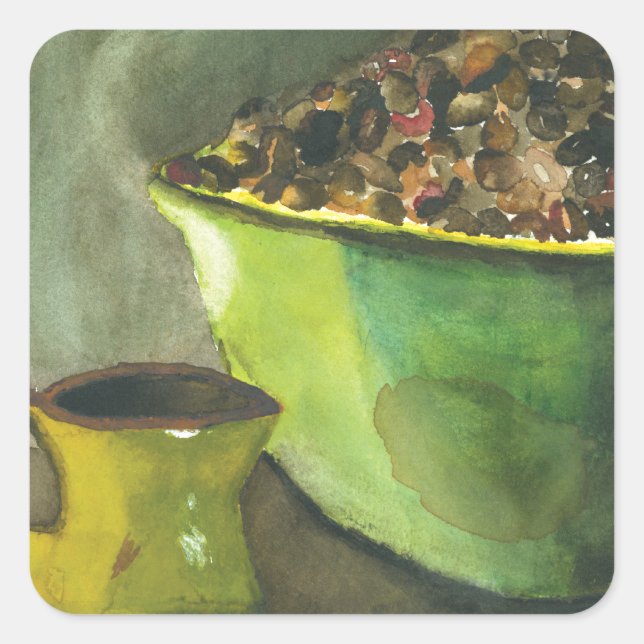 Die Kaffeebowl Kaffeebohnen aus dem Dampfbad Quadratischer Aufkleber (Vorderseite)