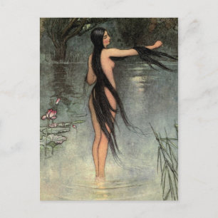 Die kahle Frau tritt aus dem Wasser Postkarte