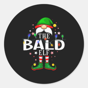 Die kahlköpfige Elf-Weihnachtsfamilien-Pyjama-Part Runder Aufkleber
