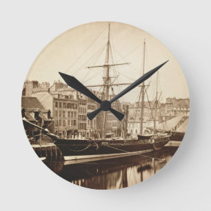 Die Kaiseryacht "La Reine Hortense" bei Le Havre Runde Wanduhr