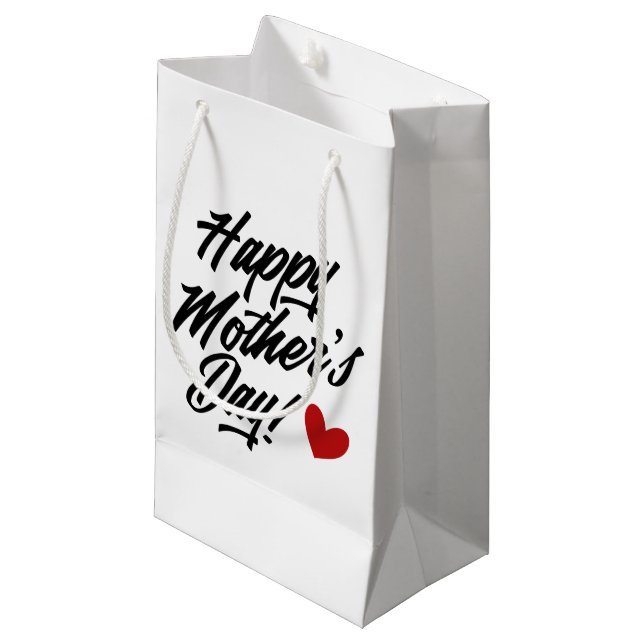 Die Kalligraphie der einfachen glücklichen Mutter  Kleine Geschenktüte (Vorderseite Schrägansicht)
