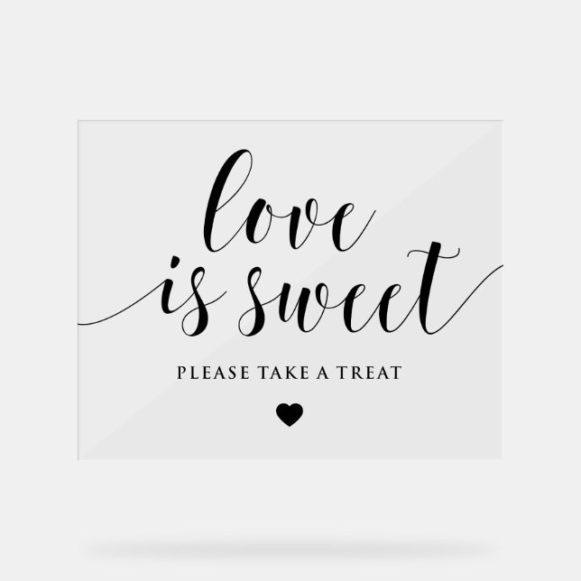 Die kalligraphische Liebe ist eine süße Hochzeit Acrylschild (Vorderseite)