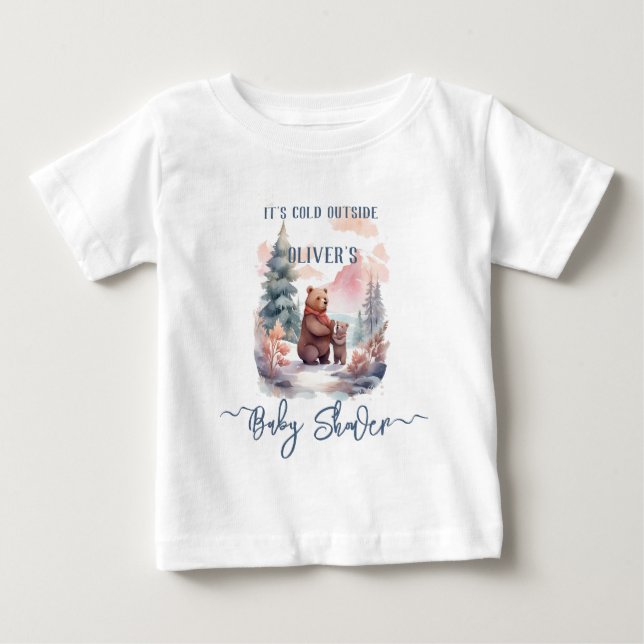 Die kalte Outdoor-Winterwaldbärendusche Baby T-shirt (Vorderseite)