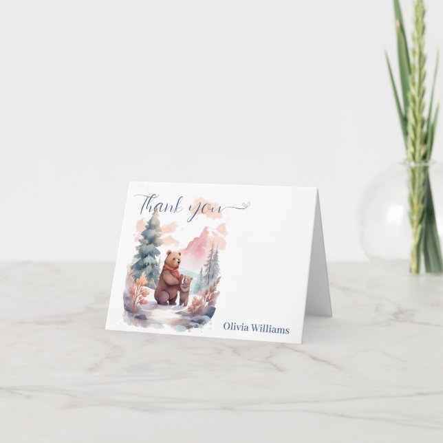 Die kalte Outdoor-Winterwaldbärendusche Dankeskarte (Vorderseite)