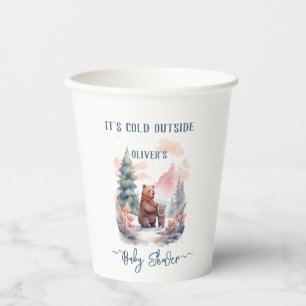 Die kalte Outdoor-Winterwaldbärendusche Pappbecher