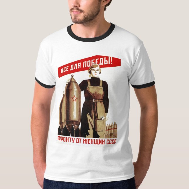Die kalter Kriegs-Sowjetunions-Propaganda-Plakate T-Shirt (Vorderseite)