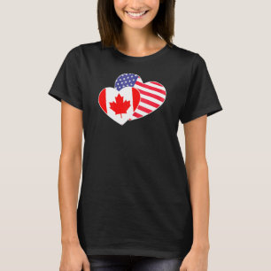 Die kanadische Flagge der USA Herzfreundschaft Map T-Shirt