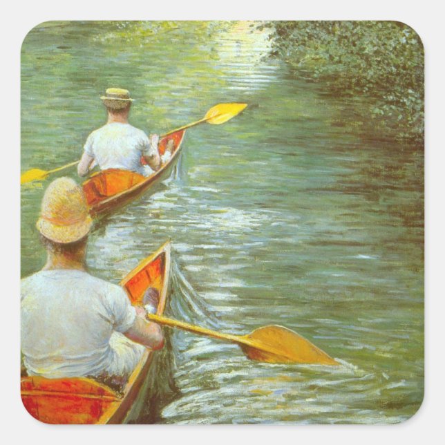 Die Kanus, Perissoires von Gustave Caillebotte Quadratischer Aufkleber (Vorderseite)