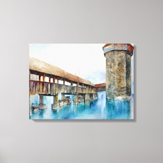 Die Kapellbrücke in Luzern (Schweiz) Leinwanddruck (Vorderseite)