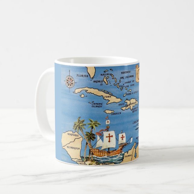 Die Karibik-Karten-Tasse Kaffeetasse (Vorderseite Links)