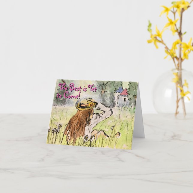 Die Karte "Das Beste ist noch nicht da" (Gelbe Blume)