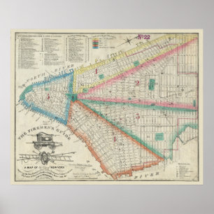 Die Karte der Feuerwehrmänner NYC im Jahre 1834 - Poster