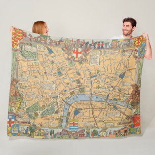 Die Karte der Kinder von London, England Fleecedecke