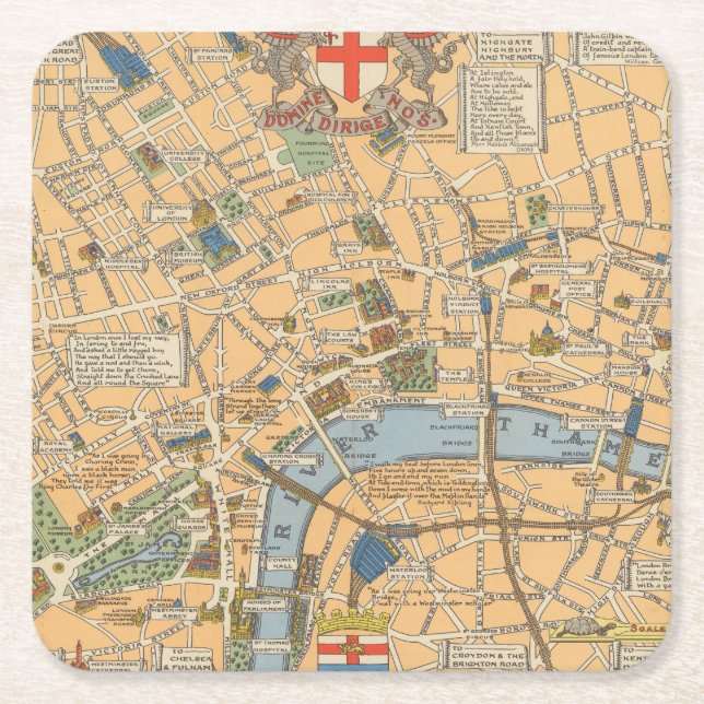 Die Karte der Kinder von London, England Rechteckiger Pappuntersetzer (Vorderseite)