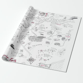 Die Karte des Manuskript-Erdumlaufpapiers Geschenkpapier