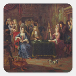 Die Kartenspieler, 1699 Quadratischer Aufkleber