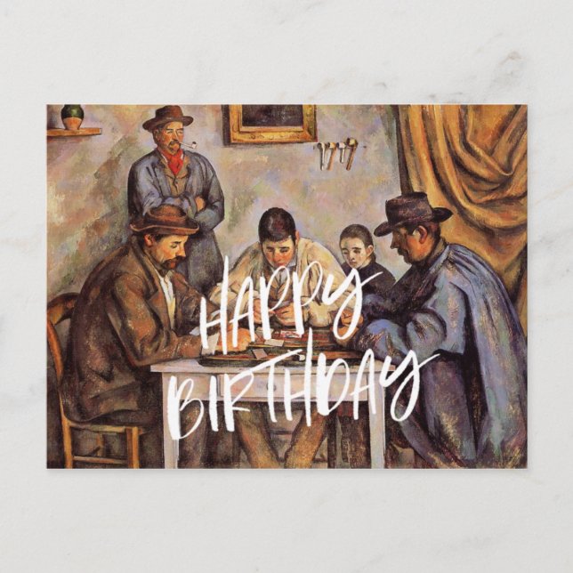 Die Kartenspieler, glücklich zum Geburtstag Postkarte (Vorderseite)