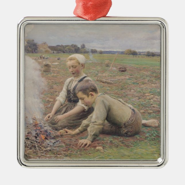 Die Kartoffel-Sammler, 1898 Ornament Aus Metall (Vorne)