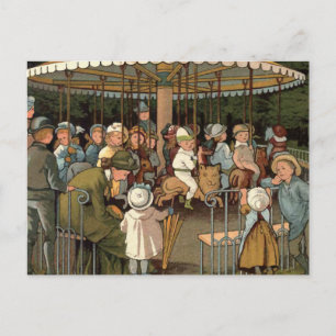 Die Karussell-Vintage Illustration Postkarte