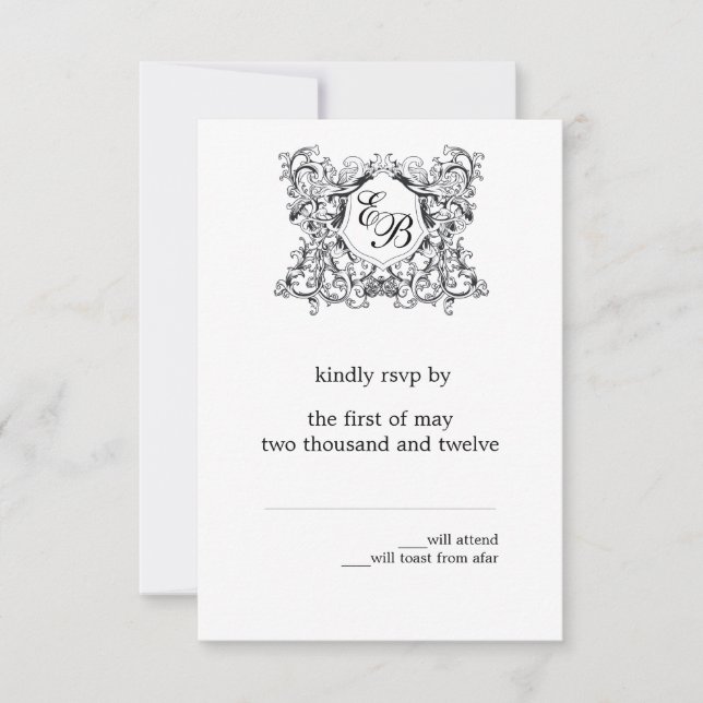 Die 'Kate' Monogramm Hochzeits-RSVP RSVP Karte (Vorderseite)