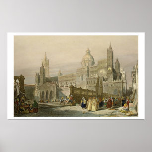 Die Kathedrale in Palermo, Sizilien, graviert von Poster