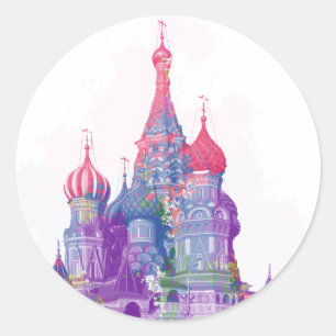 Die Kathedrale Moskau des Heilig-Basilikums Runder Aufkleber
