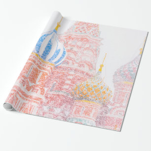 Die Kathedrale St.-Basilikums im Schneesturm Geschenkpapier