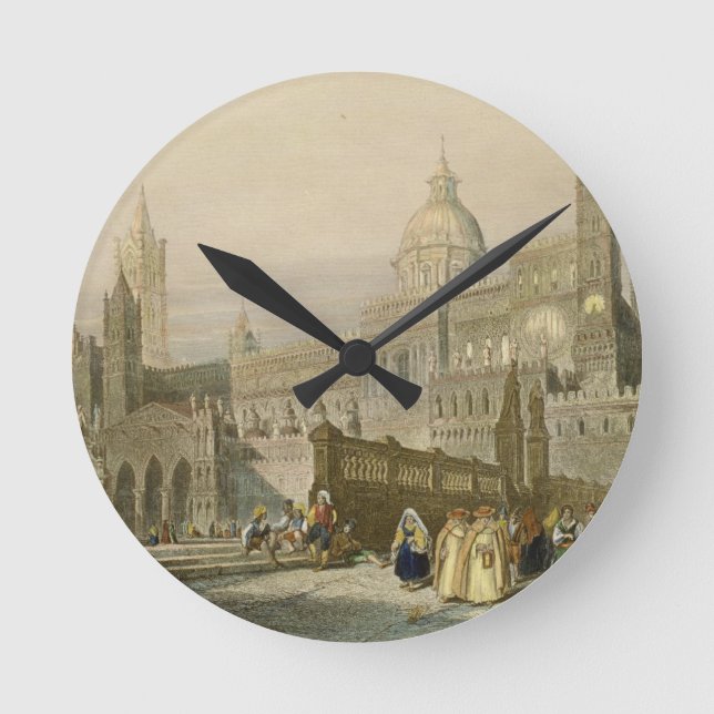 Die Kathedrale von Palermo, Sizilien, graviert von Runde Wanduhr (Vorderseite)
