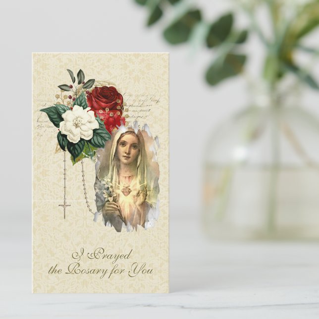Die katholische Jungfrau Mary hat den Rosenkranz g Mitteilungskarte ("I Prayed a Rosary for You" prayer card...perfect to insert in a greeting card! )