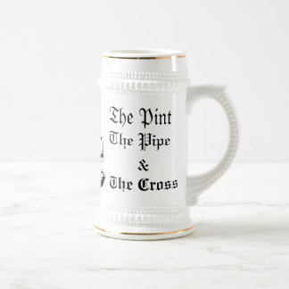 Die katholische Schlafsaalstein-Tasse (Weiß/Gold) Bierglas