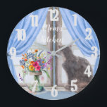 Die Katze an den Window Vase-Blume Große Wanduhr<br><div class="desc">Was für eine besondere und hübsche Wanduhr - die Katze sitzt am Fenster und die hübsche Vase der Blume nebenan. Genießen Sie diese Uhr für sich selbst oder als Geschenk. Wenn Sie Fragen haben, schicken Sie uns einfach einen Chat oder eine E-Mail an charmdesignstudio@rcn.com und wir helfen Ihnen gerne weiter....</div>
