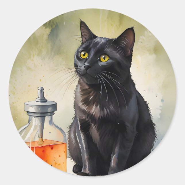 Die Katze des Alchemist Runder Aufkleber (Vorderseite)